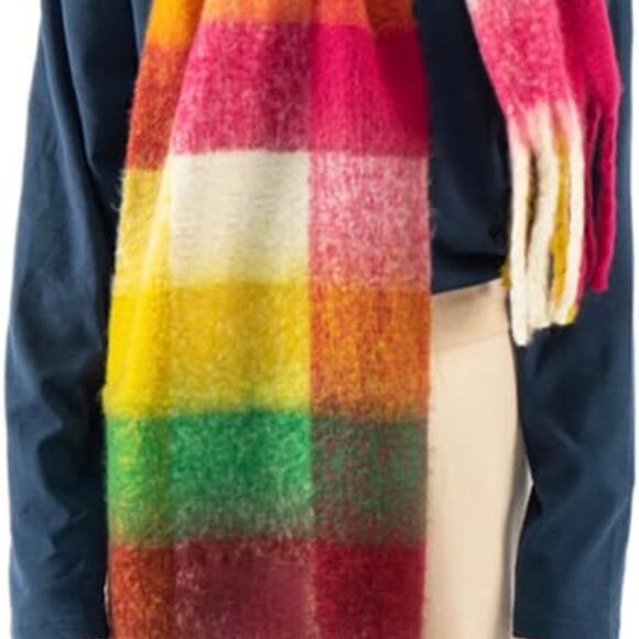 Large Chunky Plaid Scarf Checked Colorful Oversized Scarves Soft Big Cashmere Wo